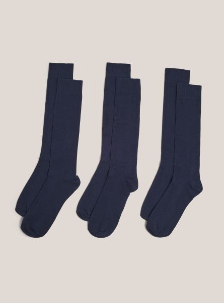 Set Of 3 Plain, Calf-High Socks Underwear Men Na1 Navy Dark