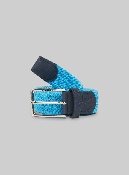 Men Cintura Intrecciata Az1 Azzurre Dark Belts