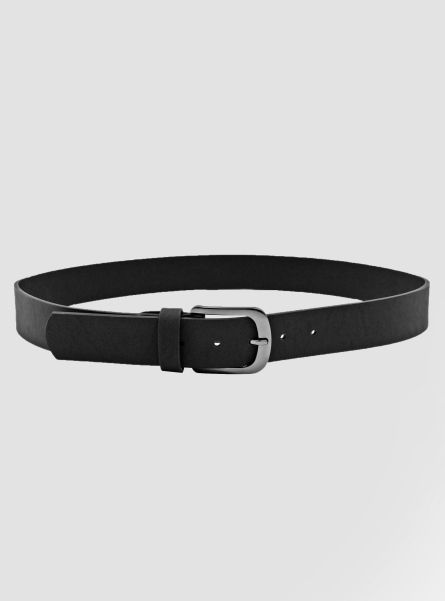 Basic Leather-Effect Belt Belts Bk1 Black Men