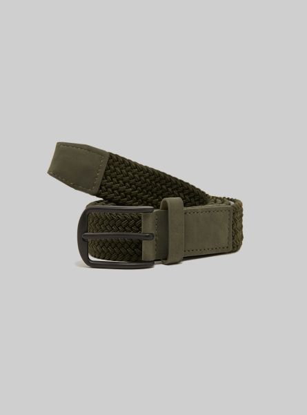 Belts Ky2 Kaky Medium Braided Belt With Rectangular Buckle Men