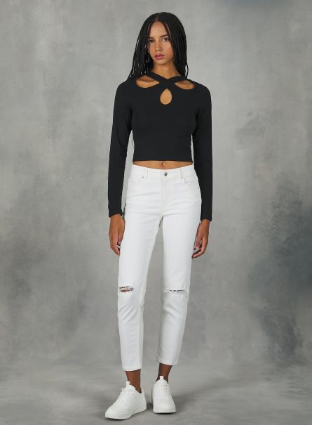 Skinny Jeans With Push-Up Effect Women D099 White Denim Days