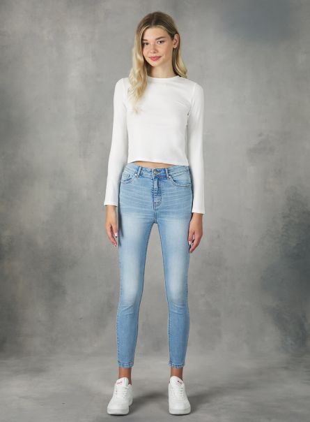 Denim Days D007 Light Azure Women High-Waisted Super Skinny Jeans