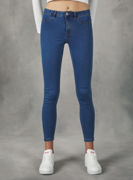 Women D003 Medium Blue Denim Days High-Waisted Super Skinny Jeans In Stretch Denim