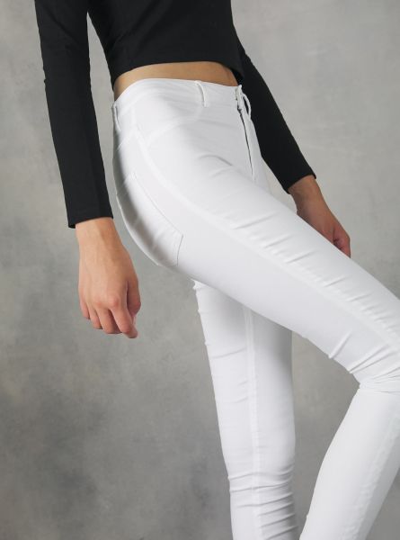 D099 White Women High-Waisted Super Skinny Jeans In Stretch Denim Denim Days