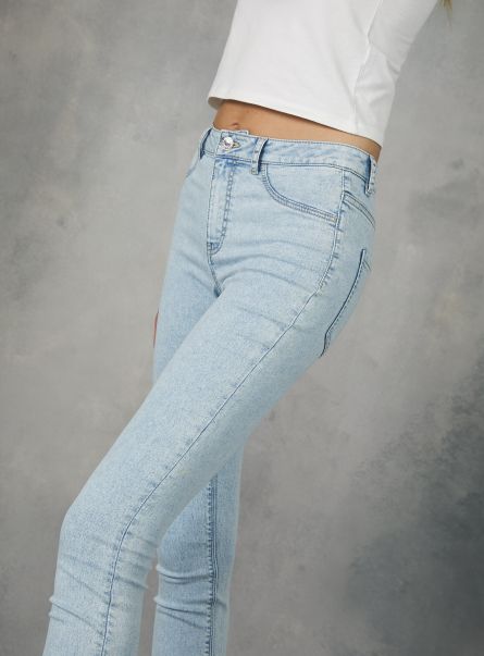 Women D007 Light Azure High-Waisted Super Skinny Jeans In Stretch Denim Denim Days