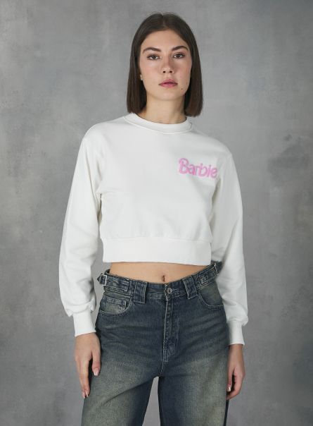 Barbie / Alcott Cropped Sweatshirt T-Shirt Wh2 White Women