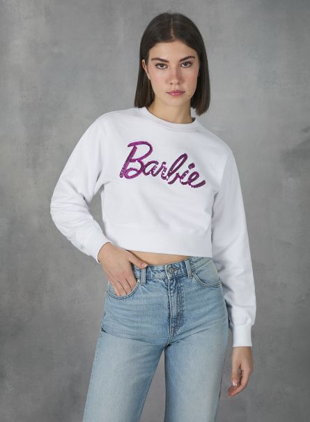 Women Barbie / Alcott Cropped Sweatshirt Wh3 White Sweatshirts