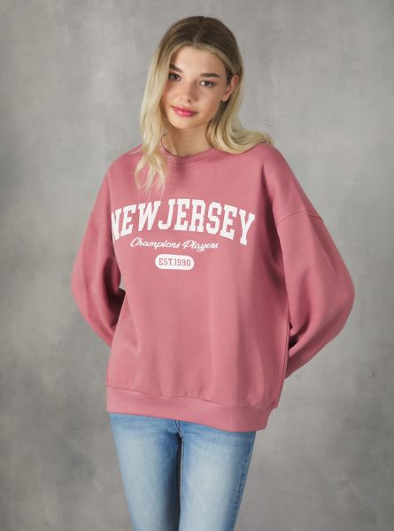 Women Sweatshirts Crewneck College Comfort Fit Sweatshirt Pk2 Pink Medium