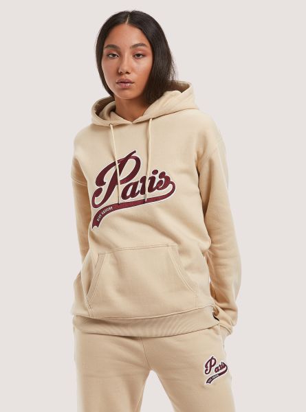 Sweatshirts Sweatshirt With Paris Patch And Hood Bg3 Beige Light Women