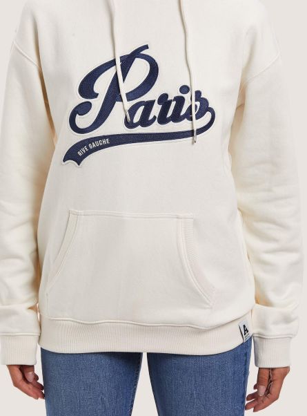 Wh1 Off White Women Sweatshirt With Paris Patch And Hood Sweatshirts