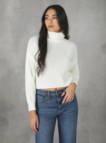 Sweaters Wh1 Off White Pullover Collo Alto A Coste Women