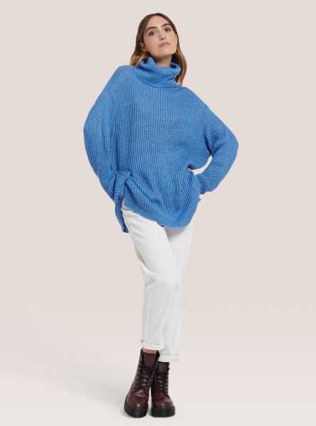 Oversized Turtleneck Pullover Sweaters Women C2310 Turquoise