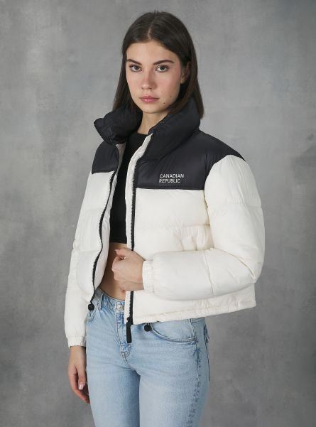 Women Jackets Cropped Jacket With Recycled Padding Wh1 Off White
