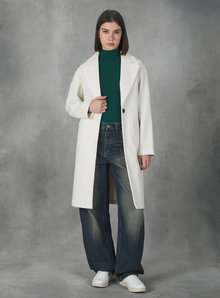 Women Plain-Coloured Gauze Knit Coat Jackets Wh3 White