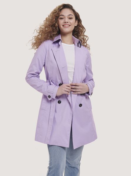 C3303 Lillac Jackets Women Soft Trench Coat With Belt