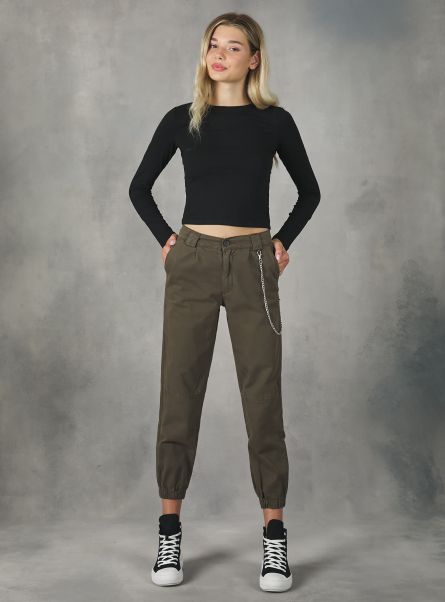 Jogger Trousers With Chain Women Ky1 Kaky Dark Trousers