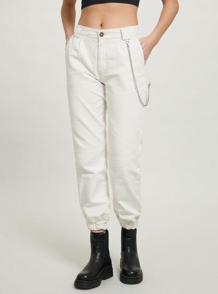 Wh1 Off White Jogger Trousers With Chain Women Trousers