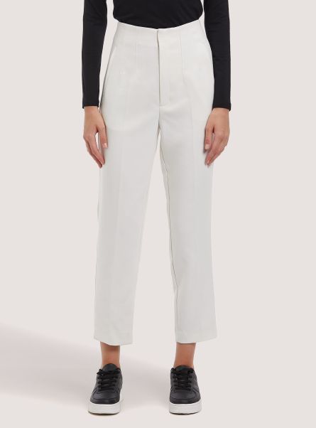 Plain-Coloured Trousers With Darts Wh1 Off White Trousers Women