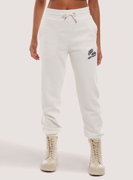 Women Jogger Trousers With Paris Patch Wh1 Off White Trousers