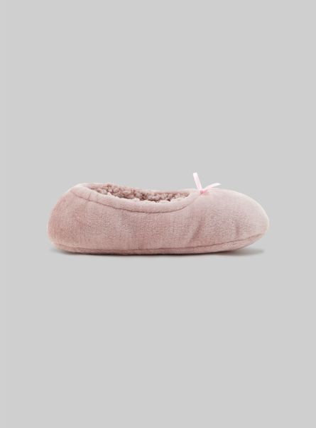 Pk2 Pink Medium Women Shoes Faux Fur Sock Slippers