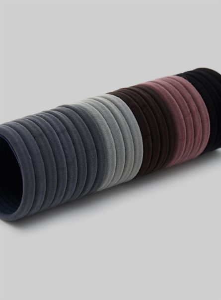 Women Set Of 24 Multicoloured Elastic Bands Hair Accessories Bk1 Black
