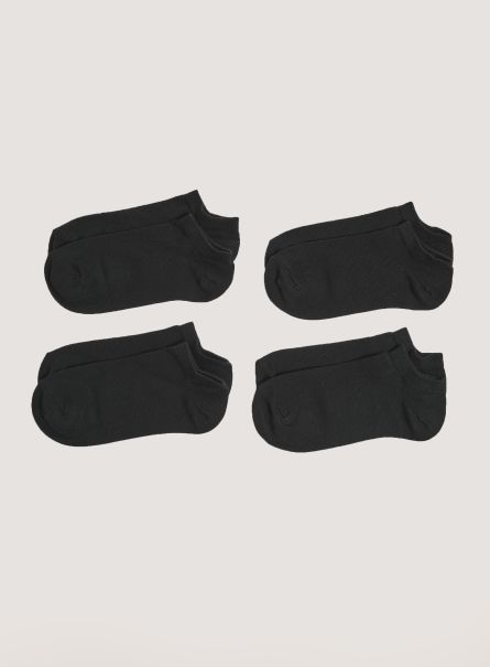 Socks Women Set Of 4 Pairs Of Plain Socks Bk1 Black