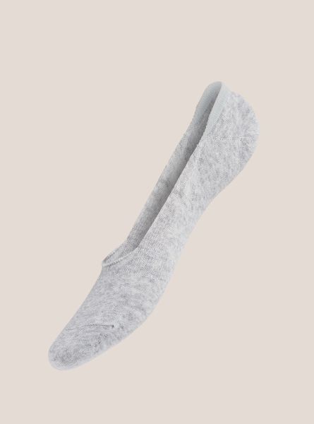 Women Grey Melange Socks Set 3 Pairs Of Footsies Socks