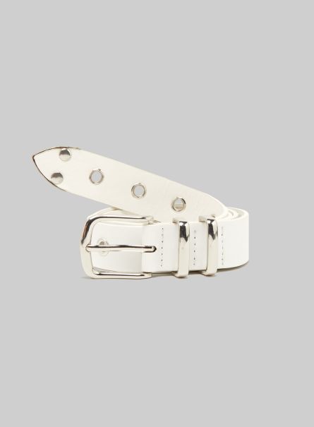 Belts Wh1 Off White Women Leather Effect Belt With Metal Eyelets