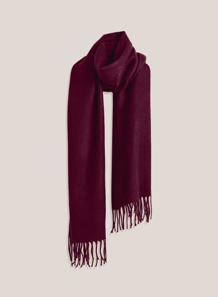 Women Solid-Coloured Scarf With Fringes Scarves Bo1 Bordeaux Dark