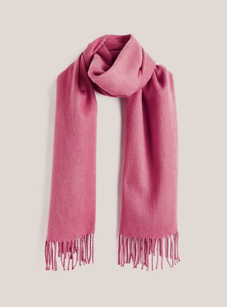 Women Mpk1 Pink Mel Dark Scarves Solid-Coloured Scarf With Fringes